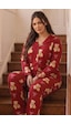 Siyah İnci Desenli Termal Kumaşlı Ultra Soft Yumuşak Büyük Beden Battal Boy Düğmeli Örme Pijama Takımı 26226521 Kırmızı