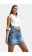 it's basic Kadın Mavi T-4s6-4 Straight Mini Parlak Yıldız Taşlı Özel Tasarım Denim Etek