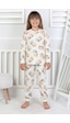 Cute Ananas Desenli Kız Çocuk Pijama Takımı Ekru