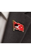 Atatürk Dalgalı Bayrak Rozet Türk Bayrağı Yaka Rozeti - 2 Adet Altın