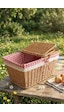 Atbyhome Hasır Piknik Sepeti Dikdörtgen Kapaklı Ve Bezli Rattan Sepet Organizer 39x27x18 Kahverengi