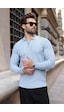 Madmext Bebe Mavisi Polo Yaka Örgü Desenli Triko Erkek Kazak E7507