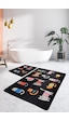 Black Cats Djt 2 Lı Set Banyo Halısı, Paspas Çok Renkli
