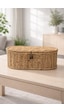 Rattan Kapaklı Oval Organizer Sepet Doğal Hasır Dekoratif Çok Amaçlı Saklama Kutusu Kahverengi