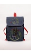 Fabric Craft Bag Sırt Çantası Kot Kumaş Nakışlı Astarlı 38x40 Cm Kot