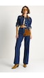 Shade Kadın Kadife Yaka Ceket Renk Bloklu Wide Leg Pantolon Denim Takım 6087 60283532 - Lacivert