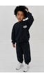 Monila Unisex Çocuk Basic Yazı Detaylı 3 İplik Kumaş Eşofman Takım Siyah