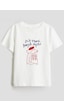 Monila Unisex Çocuk Baskılı Pamuklu Kumaş Tshirt Ekru