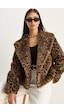 Shade Kadın Leopar Desenli Cep Detaylı Astarlı Suni Kürk 6962 60283772 - Kahverengi