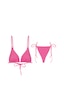 İpli Üçgen Bikini Takımı Pembe