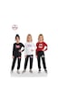 Panios Kids 3'lü Yuvarlak Yaka Sweatshirt Siyah Eşofmanlı Baskı Detaylı 6 Parça Kız Çocuk Alt Üst Takım Siyah - Beyaz - Kırmızı