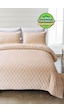 Evlen Home Kapitone Kadife Yatak Örtüsü Seti Çift Kişilik Supersoft 3 Parça Yumuşak Elyaf Dolgulu Bej Bej
