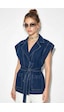 Shade Kadın Kuşak Bağlamalı Cepli Kruvaze Yaka Denim Yelek 3551 60286226 - Lacivert