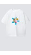 Monila Kız Çocuk Pamuklu Bisiklet Yaka T-shirt Ekru