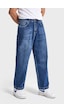 it's basic Erkek Koyu Mavi Renk 3w5-5 Loose Baggy Fit Bol Kesim Cep Nakış Detaylı Denim Jean