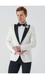 İmza Açık Krem Çıkarılabilir Kırlangıç Yaka Likralı 6 Drop Slim Fit Smokin Damatlık 1001240204-Açık Krem