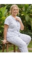 Siyah İnci Beden Fitilli Kaşkorse Örme Pijama Takım26120851 Beyaz Çiçek