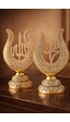 Allah & Muhammed Yazılı Lale Taşlı Gold Masa Üstü Dekor Seti Klasik Ve Asil Tasarım 22cm