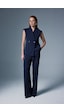 Sateen Anna Çizgili Pantolon - Lacivert-137094 Lacivert