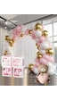 Krom Gold, Makaron Pembe Ve Beyaz Balon Temalı Baby Shower Set Baby Kutu Pembe Kalpli Ayıcık Folyo Ve Balon Zincir Set Pembe