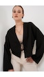 Bigdart Önü Bağlamalı Keten Kimono 960 - Siyah
