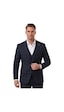 Deepsea Erkek Koyu Lacivert Slim Fit 3 Lü Takım Elbise Yelekli Ekose Desenli Çift Düğme Takım Elbise 2600501