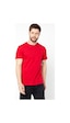 Mmetalic Erkek Siyah %100 Pamuk T- Shirt Regular Fit Rahat Kesim Bisiklet Yaka Basic Tişört Kırmızı