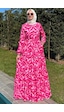 Rabia Şamlı Su Desenli Elbise Pembe Normal