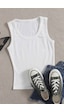 Merry See Düz Renk Kadın Kolsuz Bluz Crop Top Beyaz