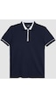 Tudors Erkek Slim Fit Dar Kesim %100 Pamuk Düz Pike Fermuarlı Lacivert Polo Yaka Tişört-31109-lacivert Lacivert
