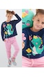 Tatlı Dino Kız Çocuk T-shirt Eşofman Altı Takım