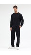 Mmetalic Siyah Relaxed Fit Bisiklet Yaka Sweatshirt Düz Paça Erkek Eşofman Takımı Mtlce3847