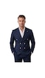 Deep Sea Deepsea Erkek Lacivert Slim Fit Kruvaze Takım Elbise Likralı Çizgili Dokulu Metal Düğmeli 2600820