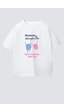Monila Kız Çocuk Pamuklu Baskılı Anne Kız Yazılı T-shirt Ekru