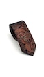 Gaffy Kahverengi Şal Desenli Lacivert Dokuma Kumaş Mendilli Slim Fit Kravat // Sdk-2607-5 Kahverengi