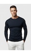 Deepsea Lacivert Dar Kalıp Likralı %90 Pamuk Erkek Sweatshirt Vücuda Oturan İnce Penye Sweat 2300423 Lacivert