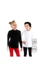 Unisex Çocuk Pamuklu Siyah-Beyaz Uzun Kollu 2'li Paket T-Shirt 4-8 Yaş