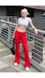Madmext Kırmızı Beli Fitilli Yüksek Bel İspanyol Paça Pantolon Mg2096-kırmızı Kırmızı