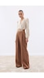 Sateen Kemerli Salaş Pantolon - Camel-136535 Camel