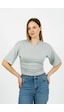 Hdm Kadın Gri Yanları Büzgülü Kısa Kol T-shirt - H6085 Hdm Kadın Gri Yanları Büzgülü Kısa Kol T-shirt - H6085