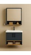 Dmz Home Concept Legna 65 Cm Banyo Dolabı Takımı Antrasit & Ahşap Mdf Seramik Lavabolu Alt Ve Üst Dolaplı