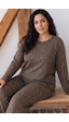 Siyah İnci Desenli Büyük Beden Battal Boy Viskon Örme Pijama Takım 26224868 Leopar