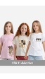 Fyk Kids Kız Çocuk 3'lü - Wild-love-coffee Baskılı Tişört Çok Renkli