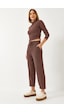 Shade Kadın Crop Bluz Ve Beli Lastikli Pantolonlu Alt Üst Takım 60261363 - Kahverengi