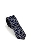 Gaffy Füme Gri Şal Desenli Lacivert Dokuma Kumaş Mendilli Slim Fit Kravat // SDK-240112 Lacivert