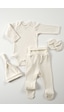 Tinylamb Pure 4 Parça Bebek Uzun Kollu Pamuk Bodysuit Pijama Takımı Yenidoğan Mini Set Çocuk Hediye Seti Bej