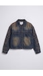 Kadın Koyu Kot 4w6-32 Oversize Nakış Detaylı Tasarım Denim Ceket