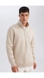 DeFacto 3 İplik Pamuklu Şardonlu İçi Polarlı Comfort Regular Fit Rahat Kalıp Dik Yaka Fermuarlı Kalın Sweatshirt D9067AXNSBG735