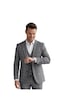 Deepsea Erkek Koyu Gri Slim Fit 3 Lü Takım Elbise Yelekli Ekose Desenli Çift Düğme Takım Elbise 2600501
