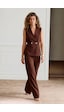 Sateen Sofia Düğme Detaylı Yelek - Kahve-137604